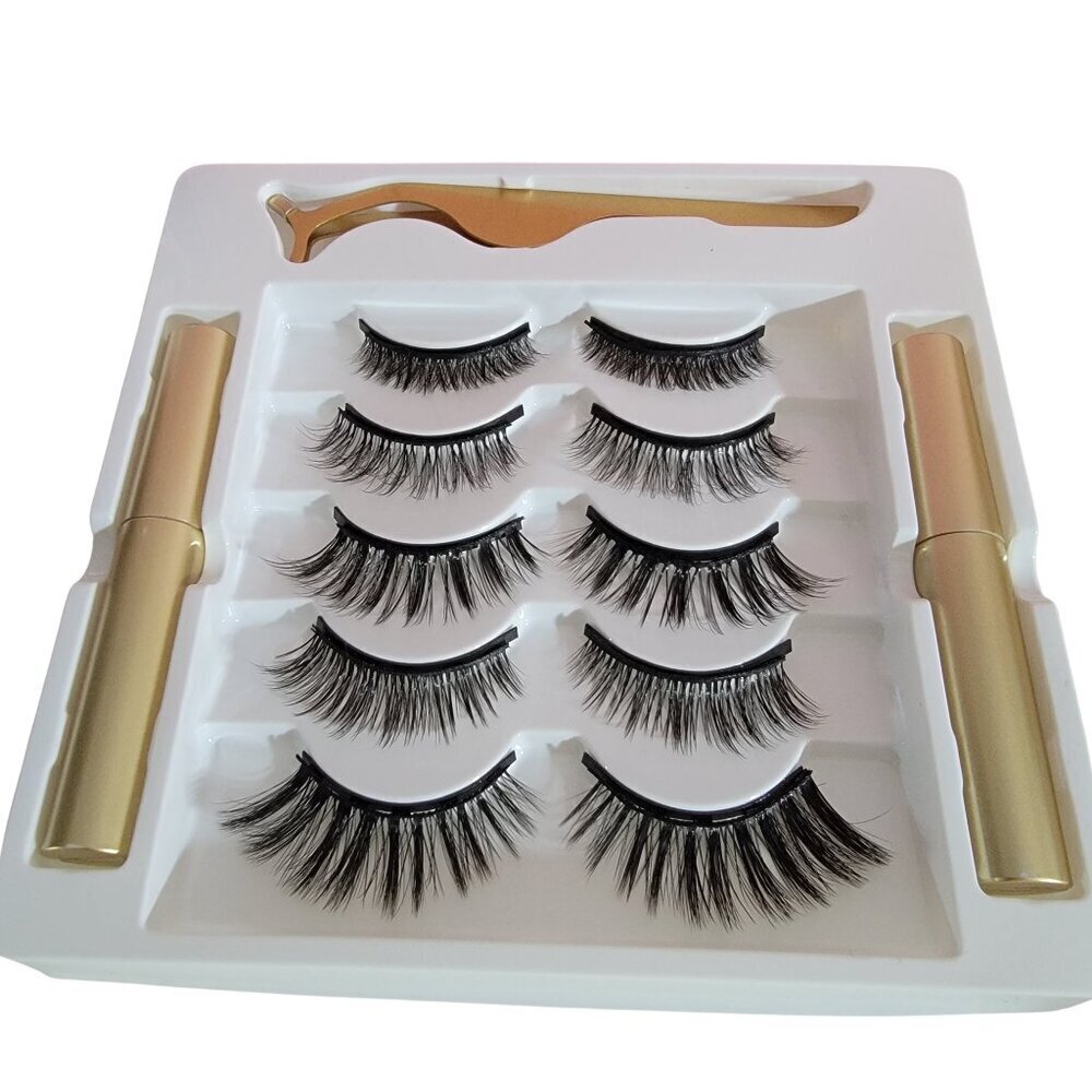 Mele Magnetic Eyelashes with Eyeliner 5 Pair Makeup Cosmetic NEW Eyelashes - Picture 4 of 10